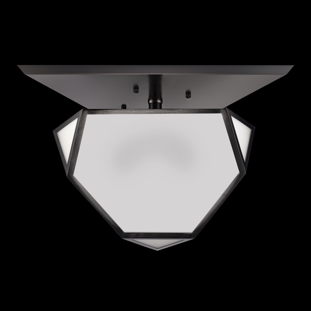 3-Light 21&#34; Architectural Glass Satin Brushed Black Semi-Flush Mount