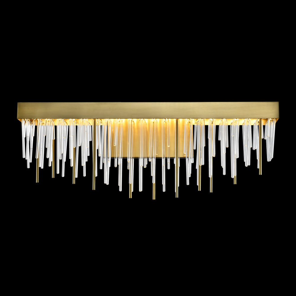 LED 3CCT 26&#34; Unique Waterfall Shade Aged Brass Crystal Vanity Light