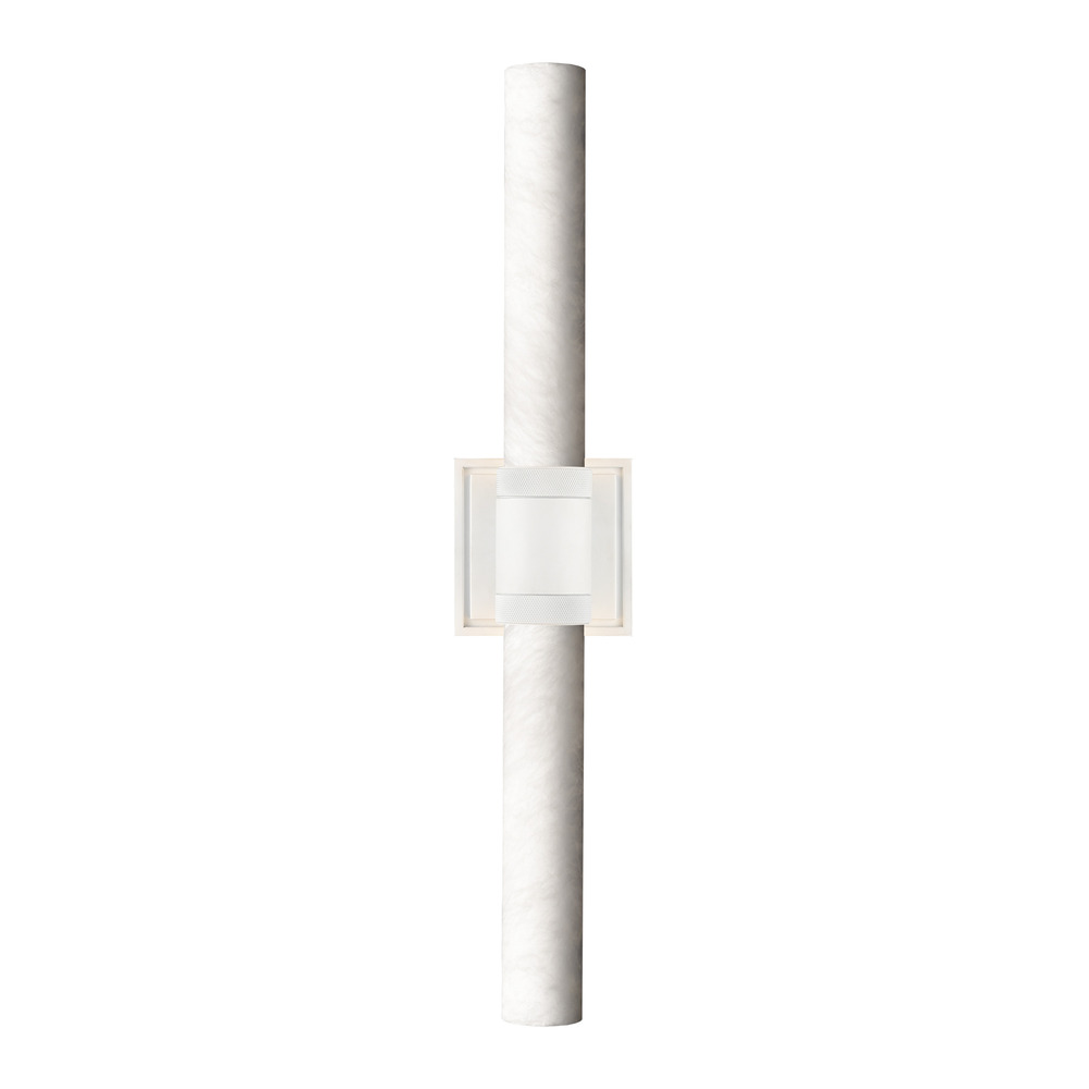 LED 3CCT Duo Wall Sconce, 12&#34; Alabaster Shade and Matte White Finish