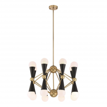 ZEEV Lighting CD10299-16-AGB+MBK - 16-Light 26" Geometric Aged Brass Decorative Chandelier