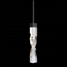 ZEEV Lighting MP11304-LED-2x2-SBB - LED 3CCT 1-Light 2"x2" Carved Crystal Satin Brushed Black Mini-Pendant