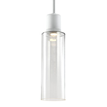 ZEEV Lighting P11702-LED-MW-G15 - 6" LED 3CCT Cylindrical Drum Pendant Light, 18" Clear Glass and Matte White Metal Finish