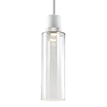 ZEEV Lighting P11702-LED-MW-K-PN-G15 - 6" LED 3CCT Cylindrical Drum Pendant Light, 18" Clear Glass and Matte White with Nickel Meta