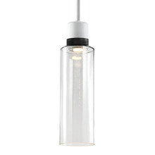 ZEEV Lighting P11702-LED-MW-K-SBB-G15 - 6" LED 3CCT Cylindrical Drum Pendant Light, 18" Clear Glass and Matte White with Black Metal