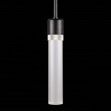 ZEEV Lighting P11704-LED-SBB-K-PN-G3 - 3" LED 3CCT Cylindrical Pendant Light, 12" Fluted Glass and Satin Brushed Black with Nickel