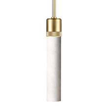 ZEEV Lighting P11705-E26-AGB-G9 - 3" E26 Cylindrical Pendant Light, 12" Spanish Alabaster and Aged Brass Finish