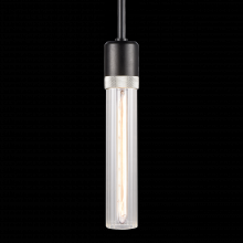 ZEEV Lighting P11708-E26-SBB-K-PN-G3 - 3" E26 Cylindrical Pendant Light, 12" Fluted Glass and Satin Brushed Black with Nickel Finis