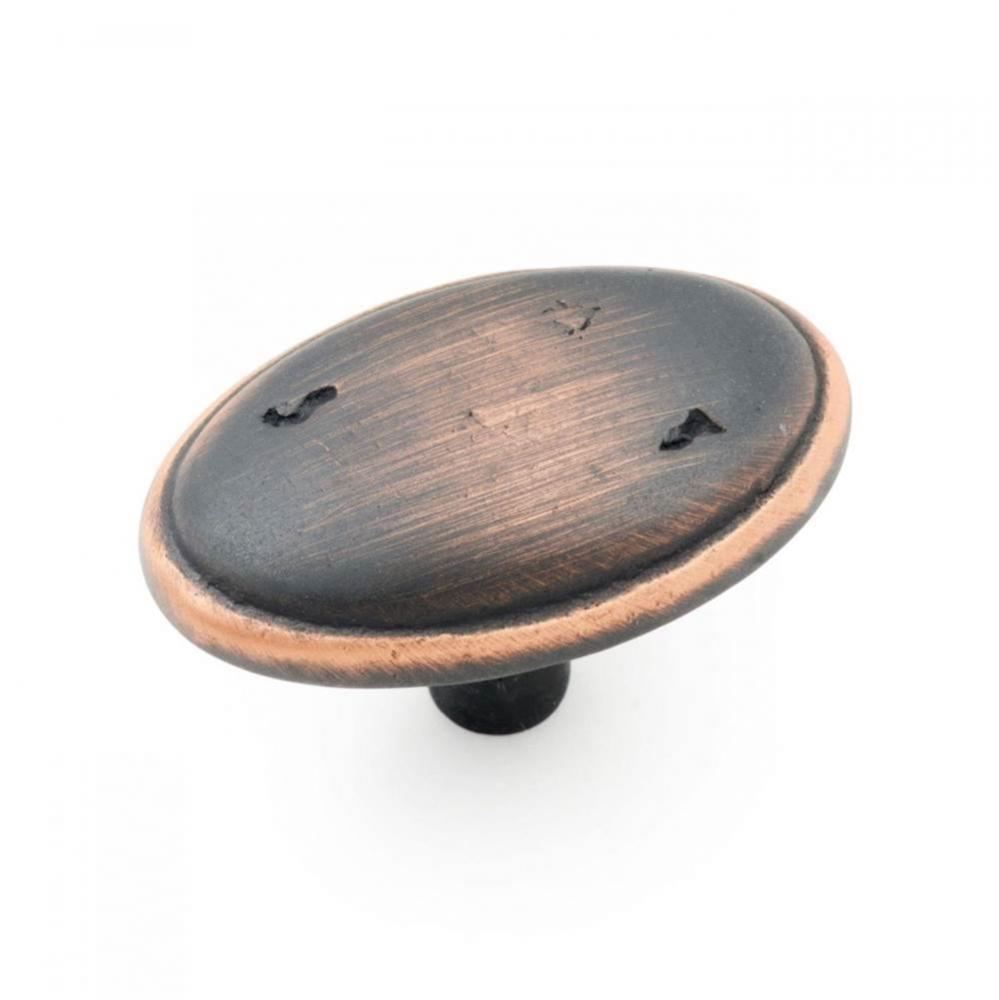 Distressed Oval Knob with Ring Edge
