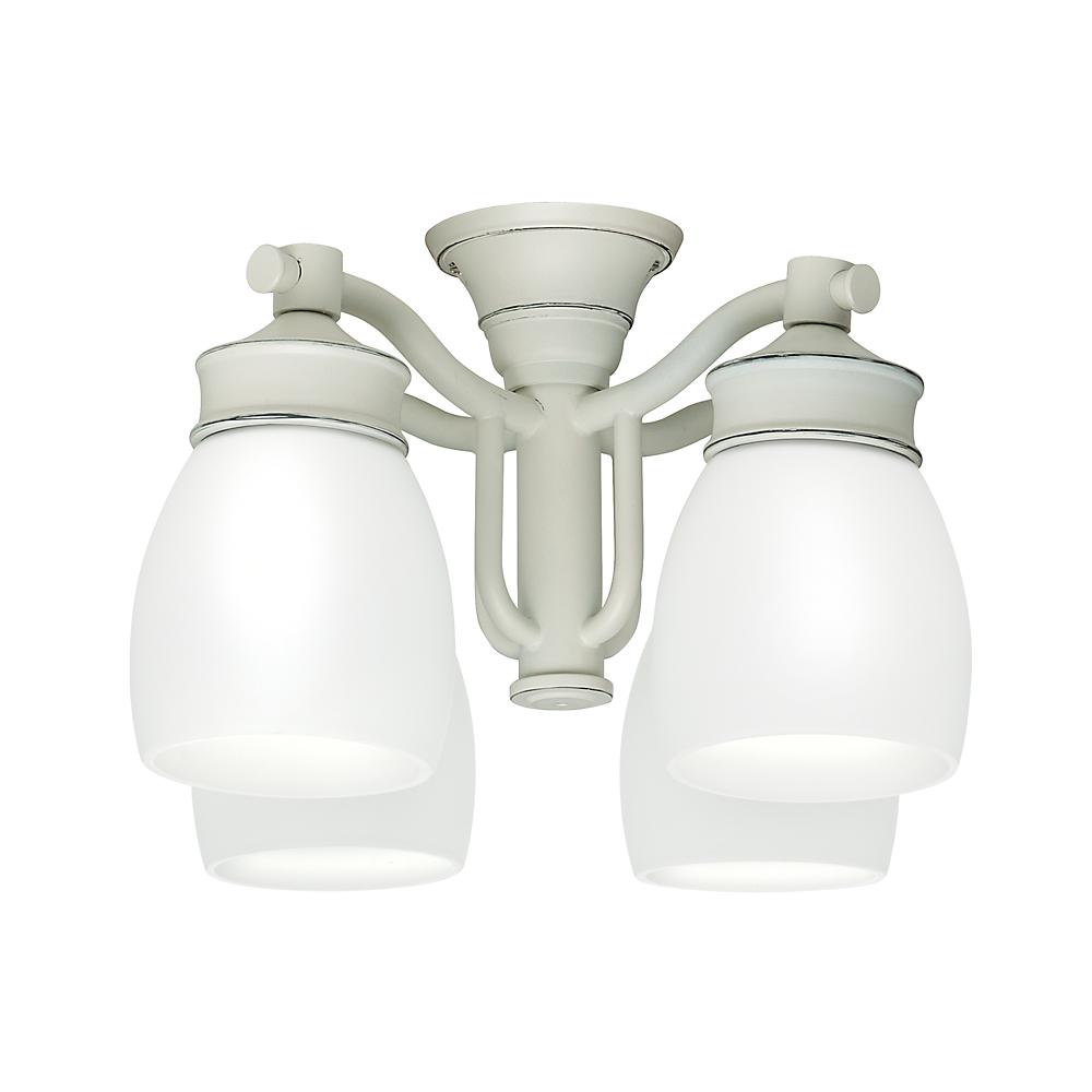 Outdoor 4 Light Fixture, Cottage White with Cased White glass