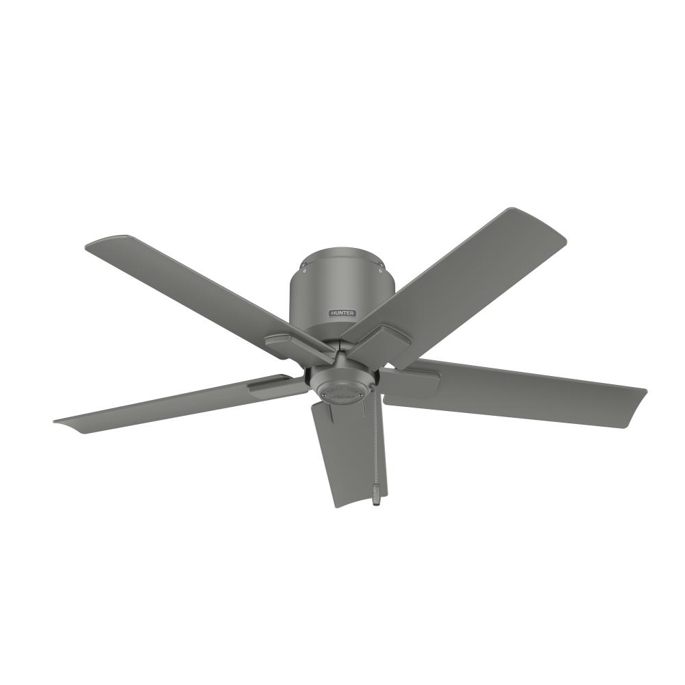 Hunter 44 inch Terrace Cove Matte Silver Low Profile Damp Rated Ceiling Fan and Pull Chain