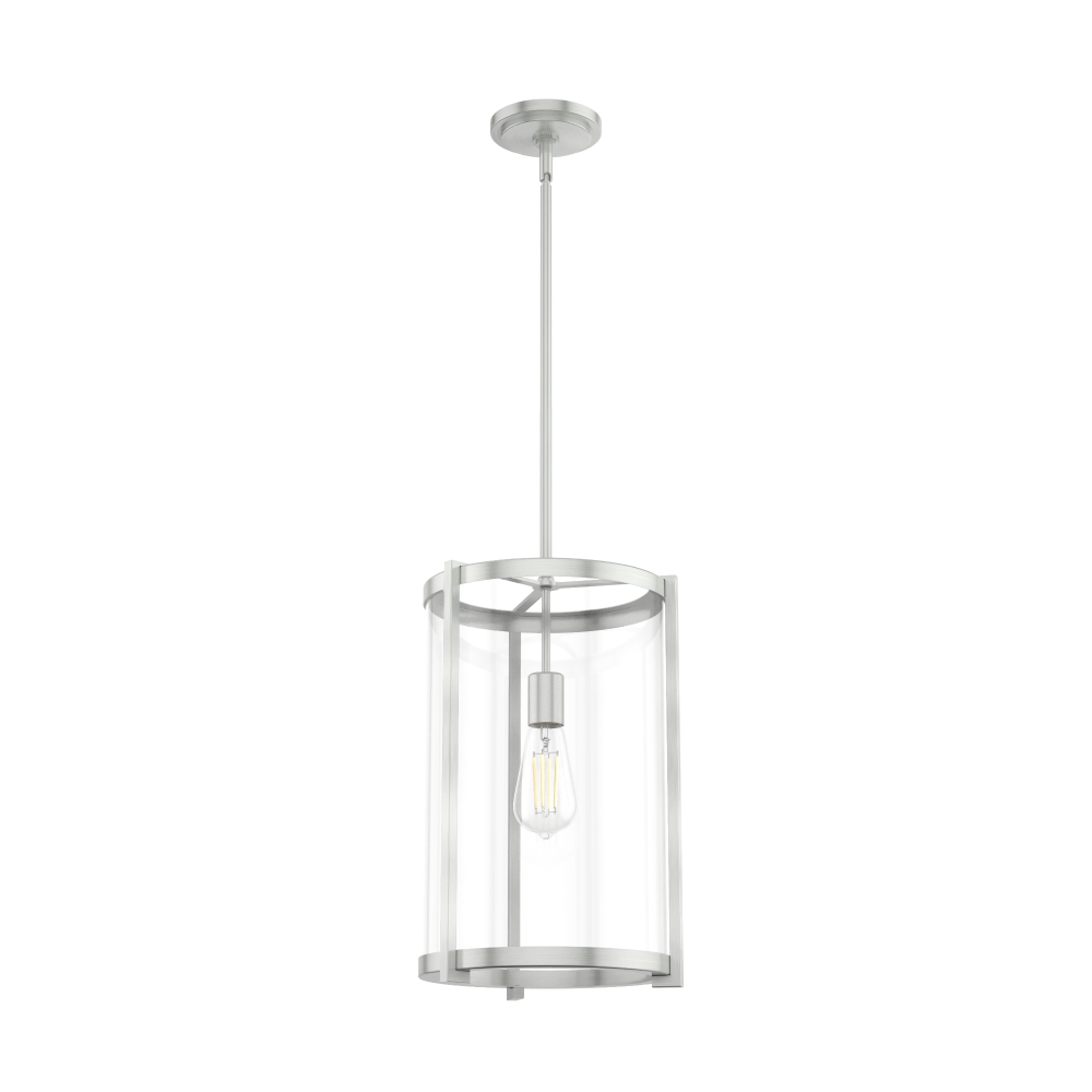 Hunter Astwood Brushed Nickel with Clear Glass 1 Light Pendant Ceiling Light Fixture
