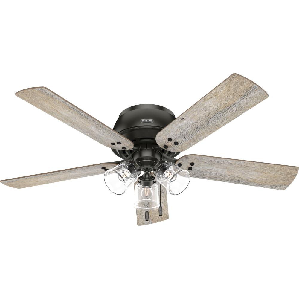 Hunter 52 inch Shady Grove Noble Bronze Low Profile Ceiling Fan with LED Light Kit and Pull Chain