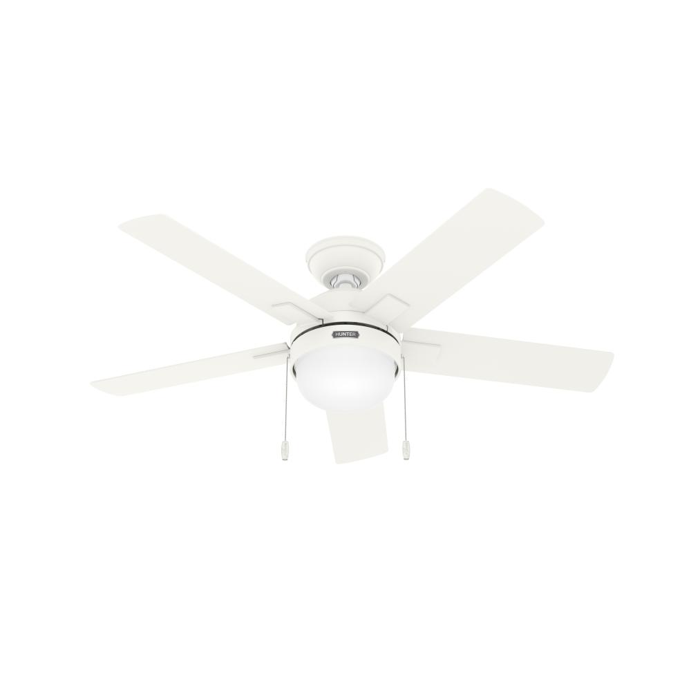 Hunter 44 inch Zeal Matte White Ceiling Fan with LED Light Kit and Pull Chain