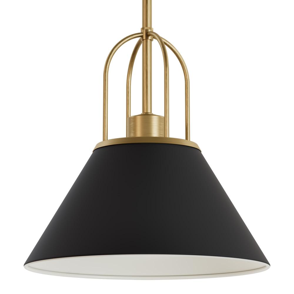 Hunter Carrington Isle Matte Black and Luxe Gold 1 Light Pendant Ceiling Light Fixture