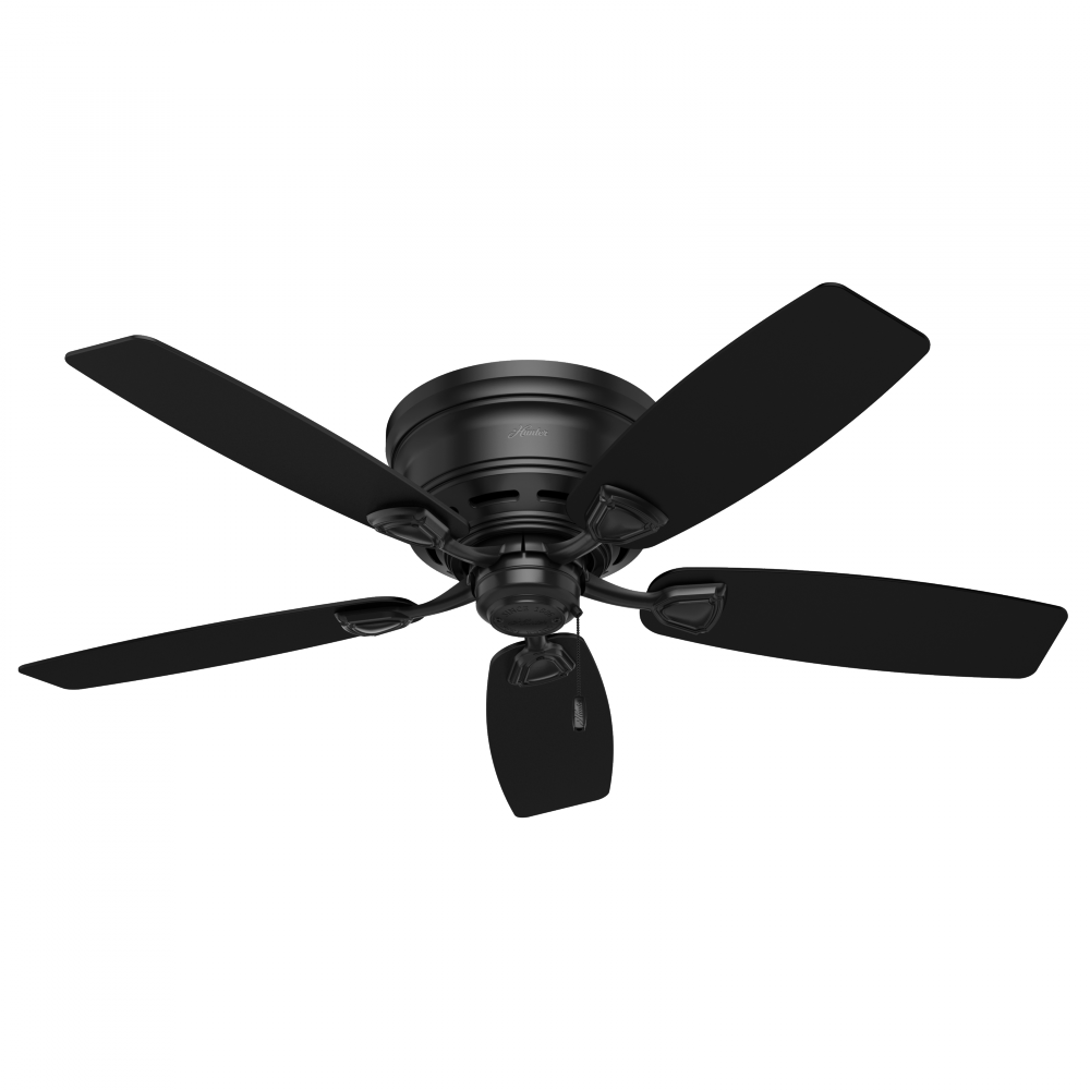 Hunter 48 inch Sea Wind Matte Black Low Profile Damp Rated Ceiling Fan and Pull Chain