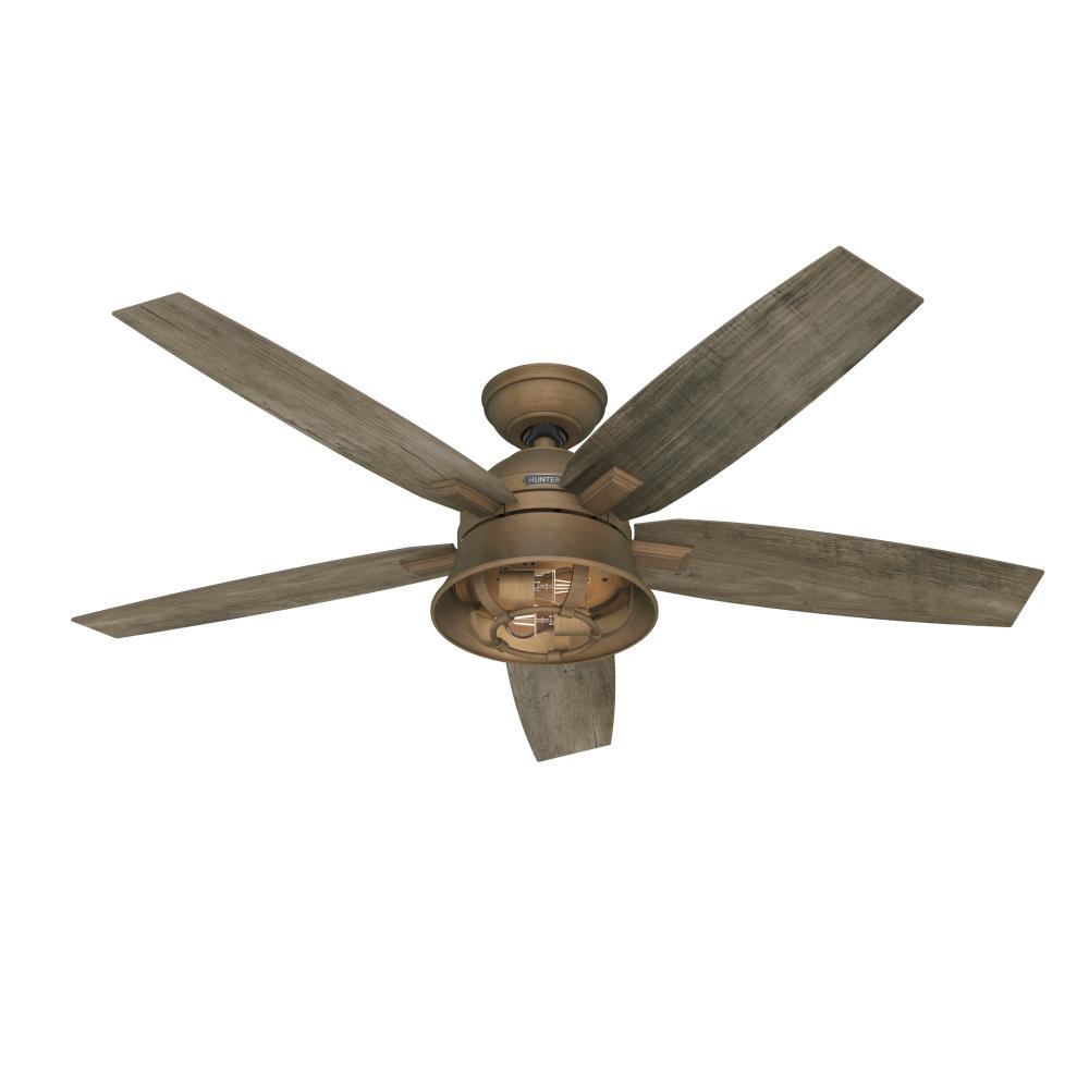 Hunter 52 inch Hampshire Weathered Copper Ceiling Fan with LED Light Kit and Handheld Remote