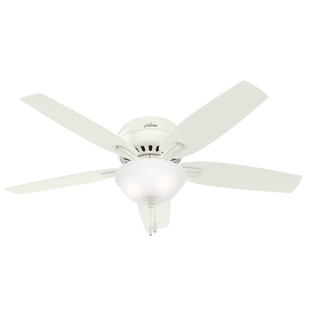 Hunter 52 inch Newsome Fresh White Low Profile Ceiling Fan with LED Light Kit and Pull Chain