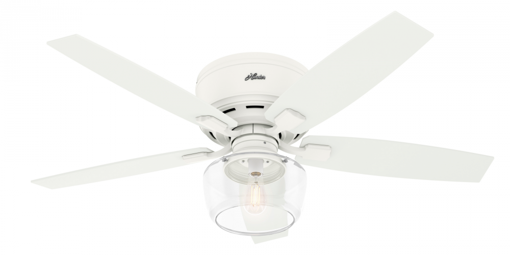 Hunter 52 inch Bennett Matte White Low Profile Ceiling Fan with LED Light Kit and Handheld Remote