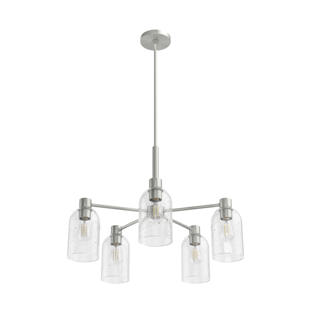 Hunter Lochemeade Brushed Nickel with Seeded Glass 5 Light Chandelier Ceiling Light Fixture