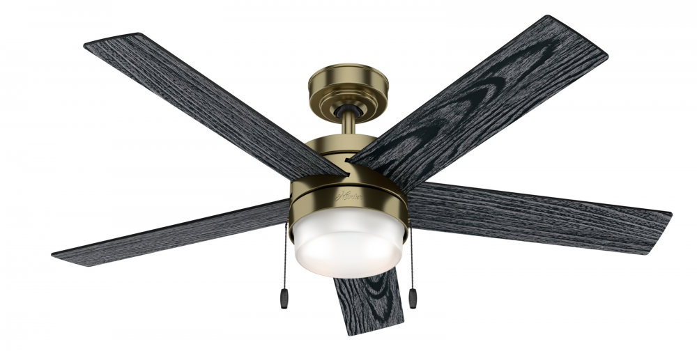 Hunter 52 inch Claudette Modern Brass Ceiling Fan with LED Light Kit and Pull Chain