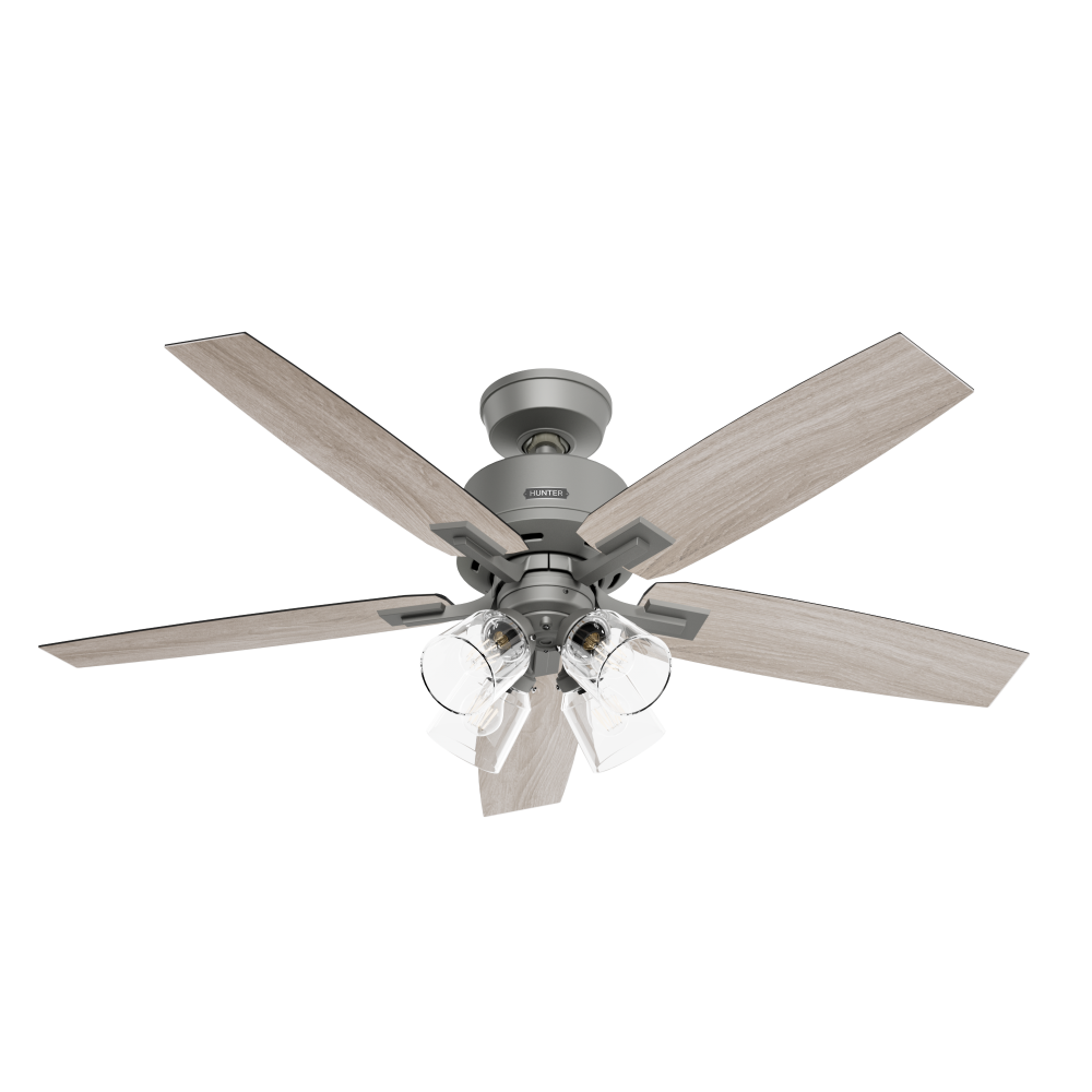 Hunter 52 inch Gatlinburg Matte Silver Ceiling Fan with LED Light Kit and Handheld Remote