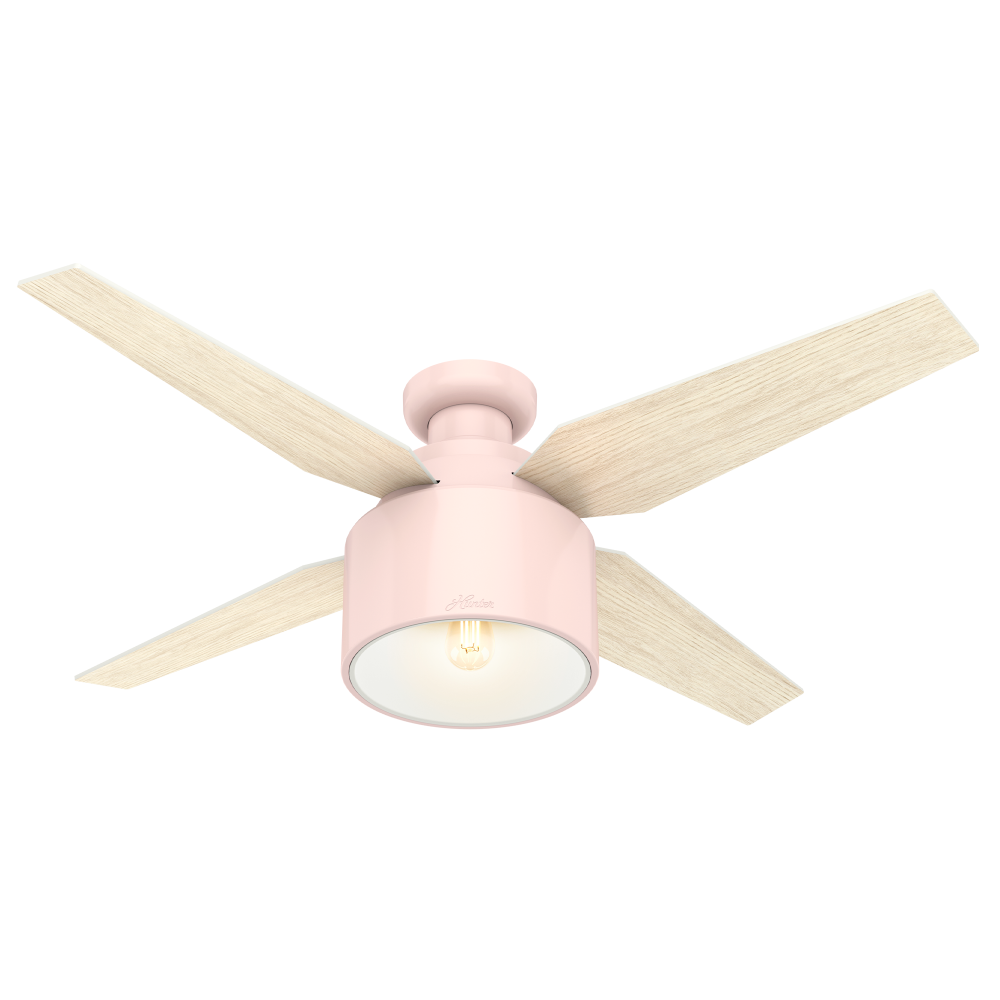 Hunter 52 inch Cranbrook Blush Pink Low Profile Ceiling Fan with LED Light Kit and Handheld Remote