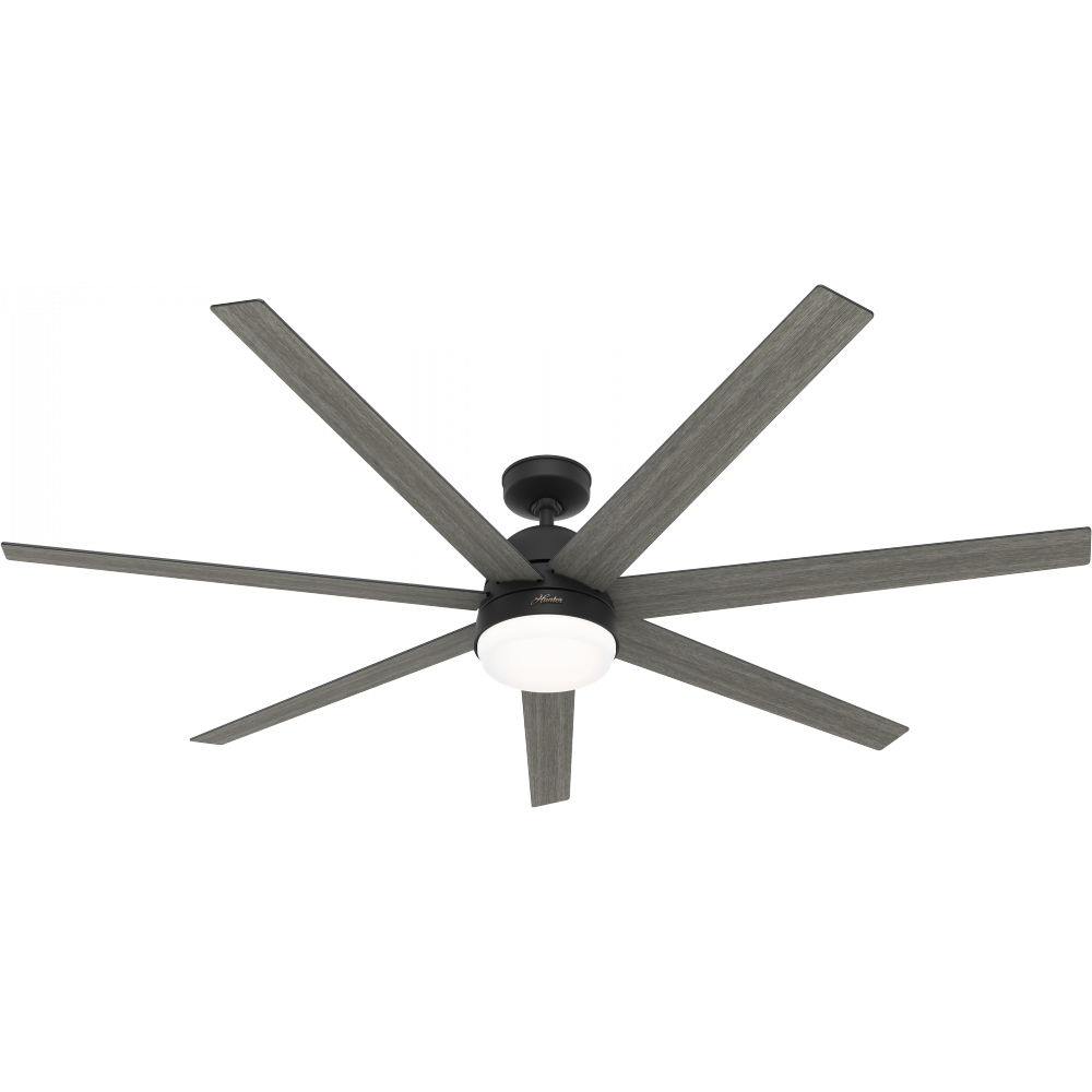 Hunter 70 inch Wi-Fi Phenomenon Matte Black Ceiling Fan with LED Light Kit and Wall Control