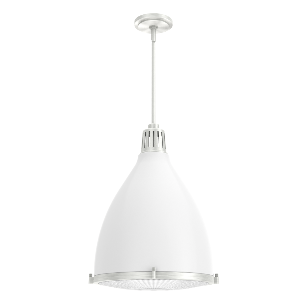 Hunter Bluff View Fresh White and Brushed Nickel with Clear Holophane Glass 3 Light Pendant Ceiling