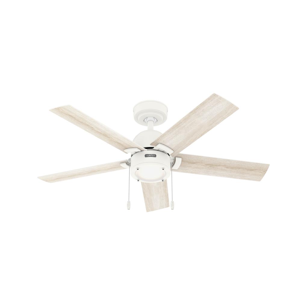 Hunter 44 inch Erling Matte White Ceiling Fan with LED Light Kit and Pull Chain
