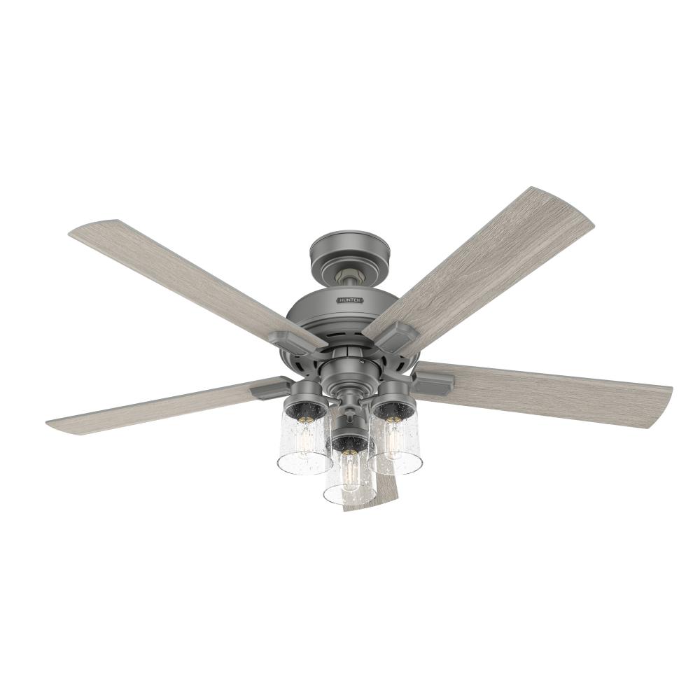 Hunter 52 inch Hartland Matte Silver Ceiling Fan with LED Light Kit and Handheld Remote