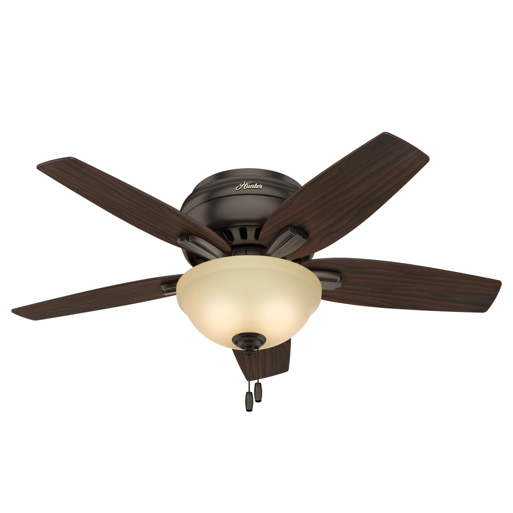 Hunter 42 inch Newsome Premier Bronze Low Profile Ceiling Fan with LED Light Kit and Pull Chain