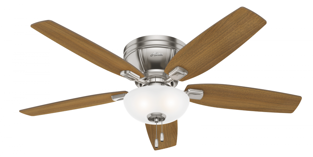 Hunter 52 inch Kenbridge Brushed Nickel Low Profile Ceiling Fan with LED Light Kit and Pull Chain