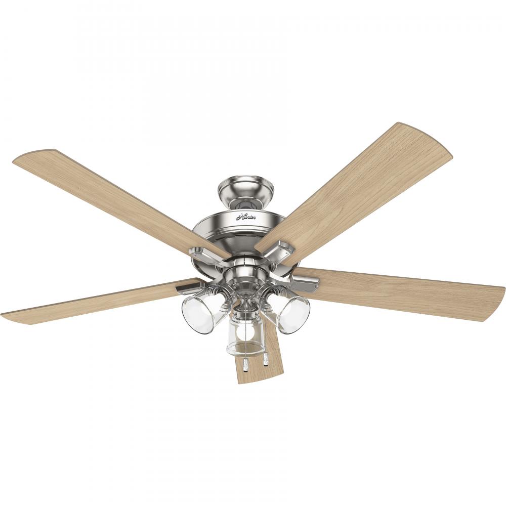 Hunter 60 inch Crestfield Brushed Nickel Ceiling Fan with LED Light Kit and Pull Chain