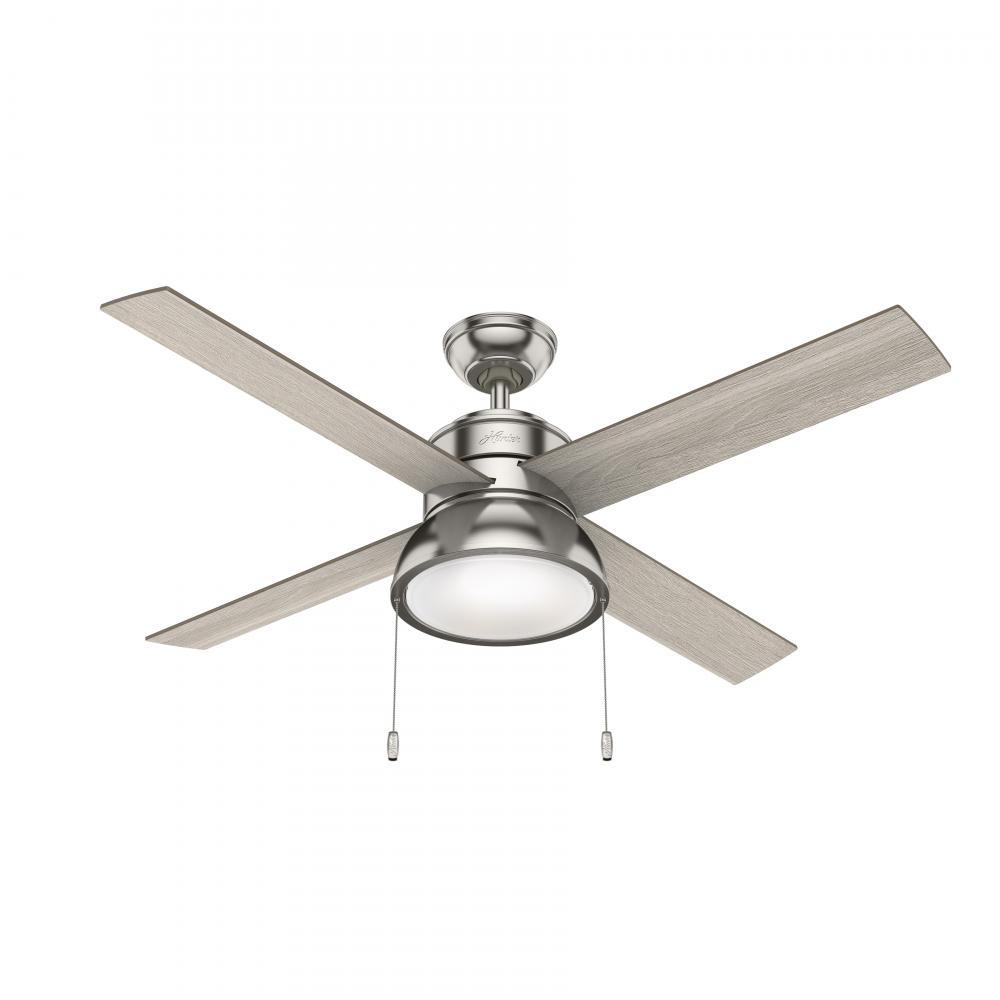 Hunter 52 inch Loki Brushed Nickel Ceiling Fan with LED Light Kit and Pull Chain