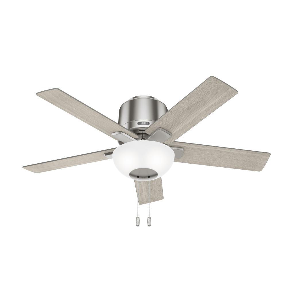 Hunter 44 inch Fitzgerald Brushed Nickel Low Profile Ceiling Fan with LED Light Kit and Pull Chain