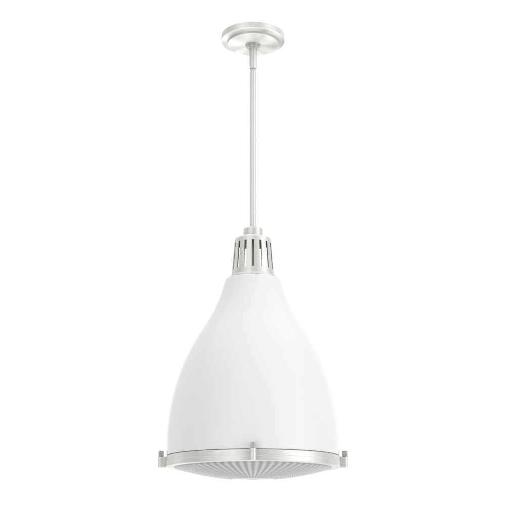 Hunter Bluff View Fresh White and Brushed Nickel with Clear Holophane Glass 3 Light Pendant Ceiling