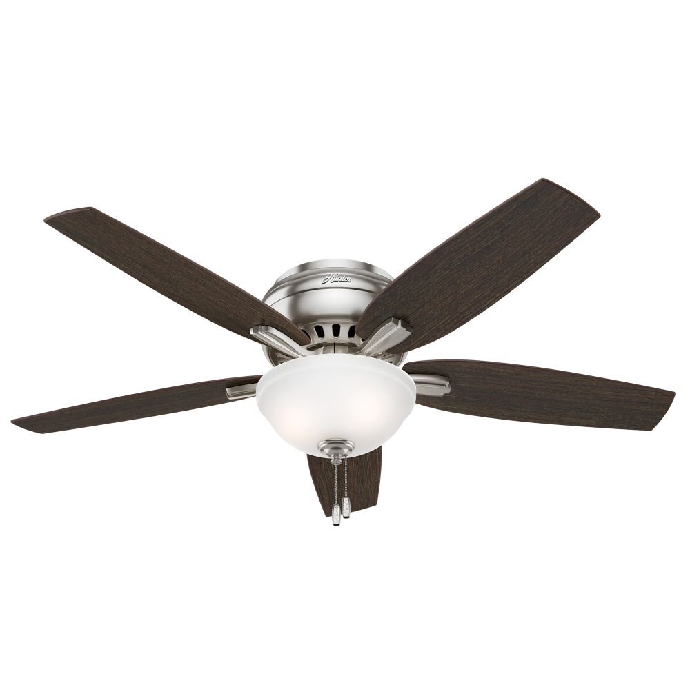 Hunter 52 inch Newsome Brushed Nickel Low Profile Ceiling Fan with LED Light Kit and Pull Chain