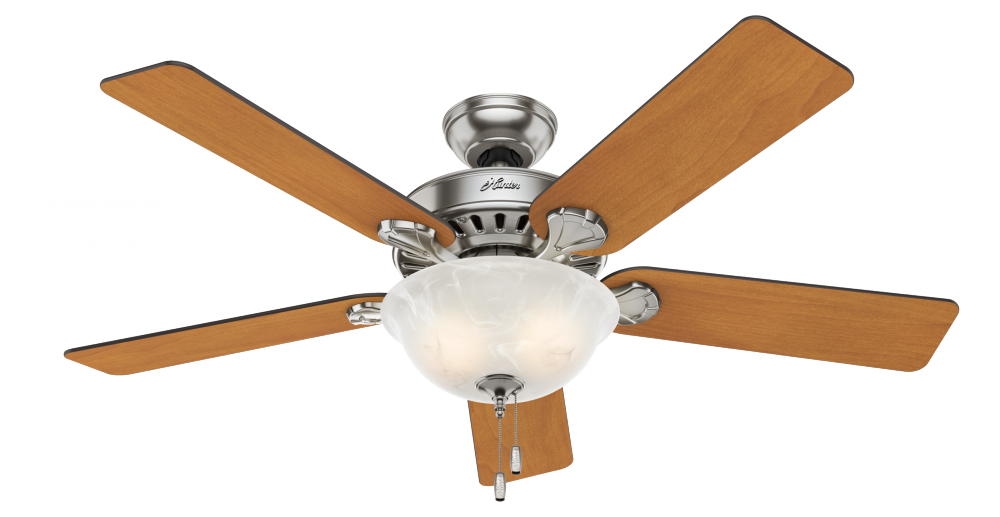Hunter 52 inch Pro&#39;s Best Brushed Nickel Ceiling Fan with LED Light Kit and Pull Chain