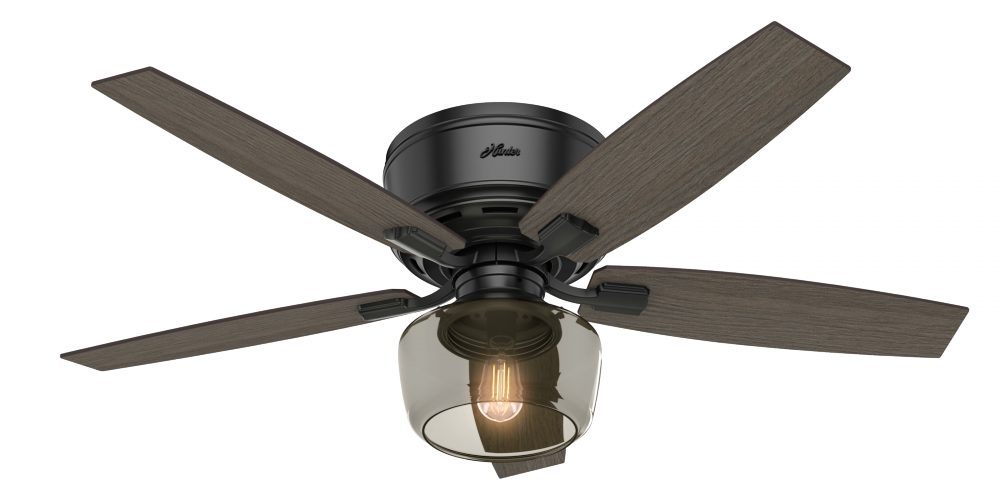 Hunter 52 inch Bennett Matte Black Low Profile Ceiling Fan with LED Light Kit and Handheld Remote