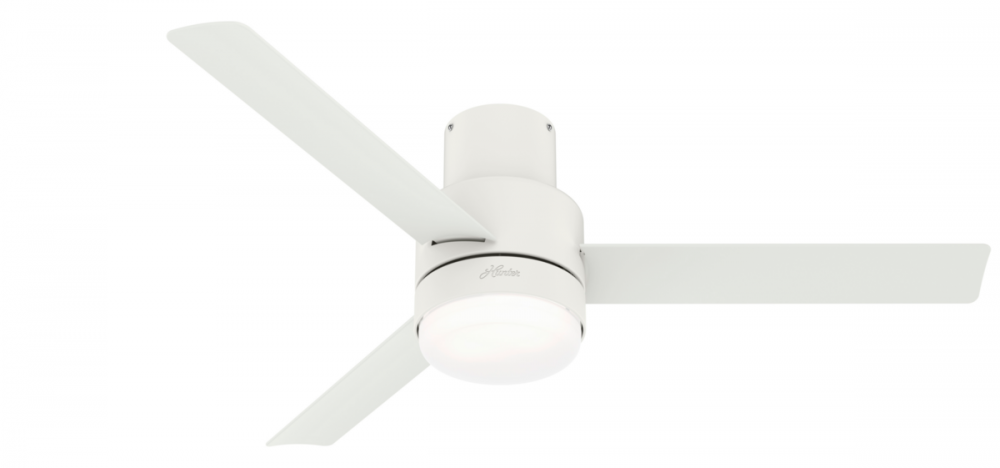 Hunter 52 inch Gilmour Matte White Low Profile Damp Rated Ceiling Fan with LED Light Kit and Handhel