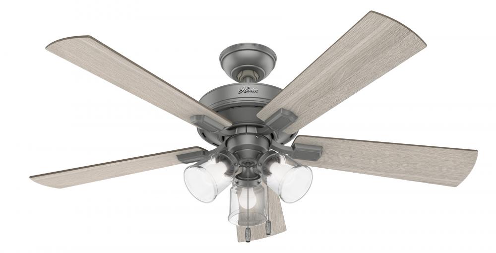 Hunter 52 inch Crestfield Matte Silver Ceiling Fan with LED Light Kit and Pull Chain