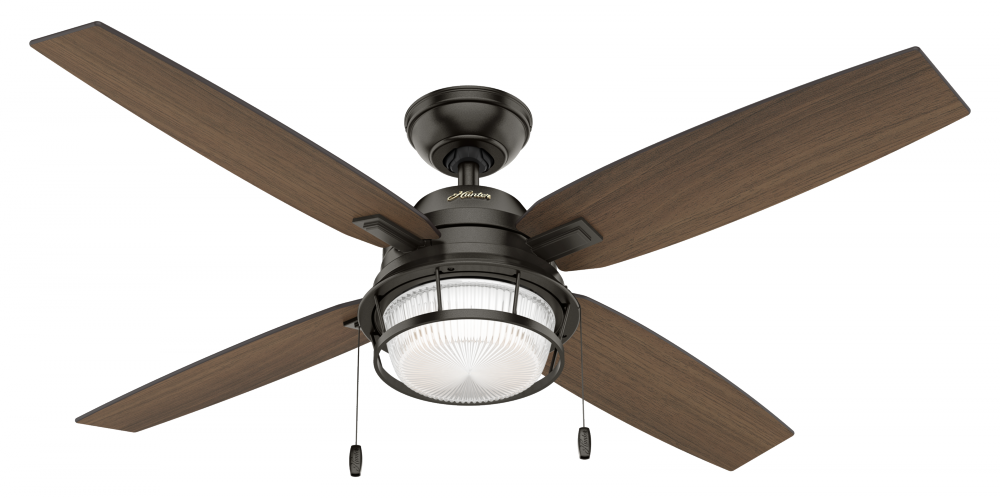 Hunter 52 inch Ocala Noble Bronze Damp Rated Ceiling Fan with LED Light Kit and Pull Chain