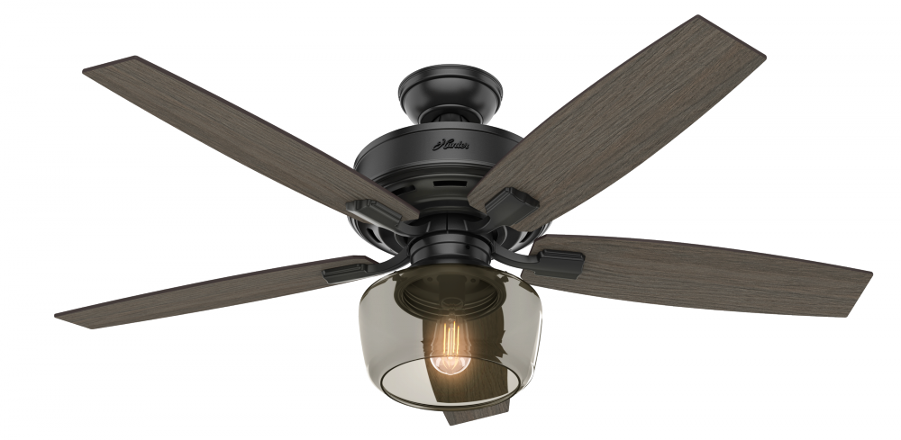 Hunter 52 inch Bennett Matte Black Ceiling Fan with LED Light Kit and Handheld Remote
