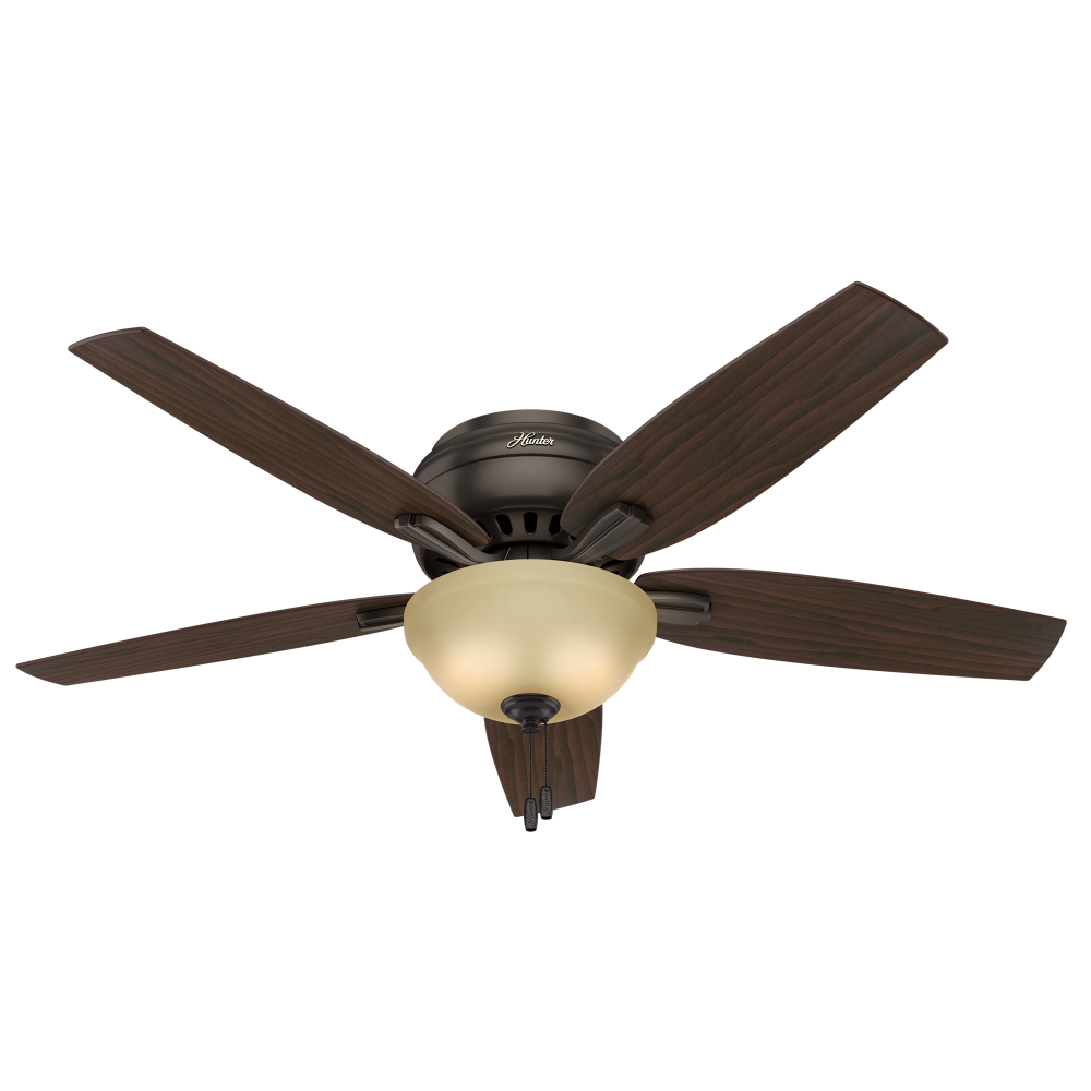 Hunter 52 inch Newsome Premier Bronze Low Profile Ceiling Fan with LED Light Kit and Pull Chain