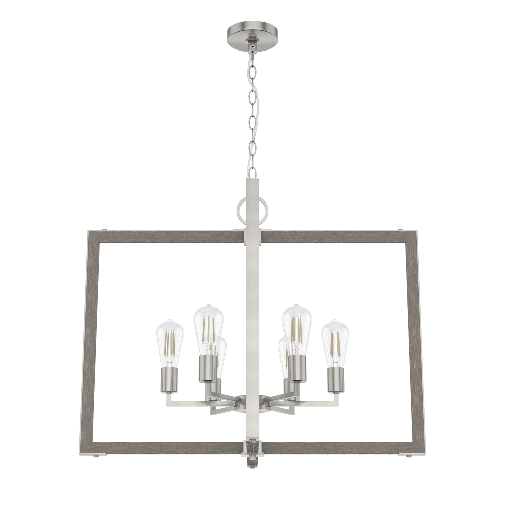 Hunter Woodburn Brushed Nickel 6 Light Pendant Ceiling Light Fixture