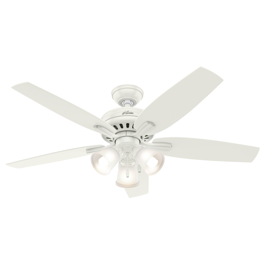 Hunter 52 inch Newsome Fresh White Ceiling Fan with LED Light Kit and Pull Chain