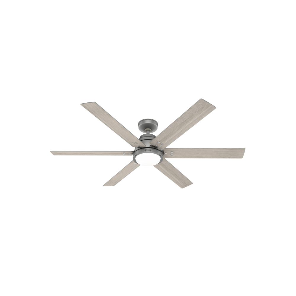 Hunter 60 inch Wi-Fi Gravity Matte Silver Ceiling Fan with LED Light Kit and Handheld Remote