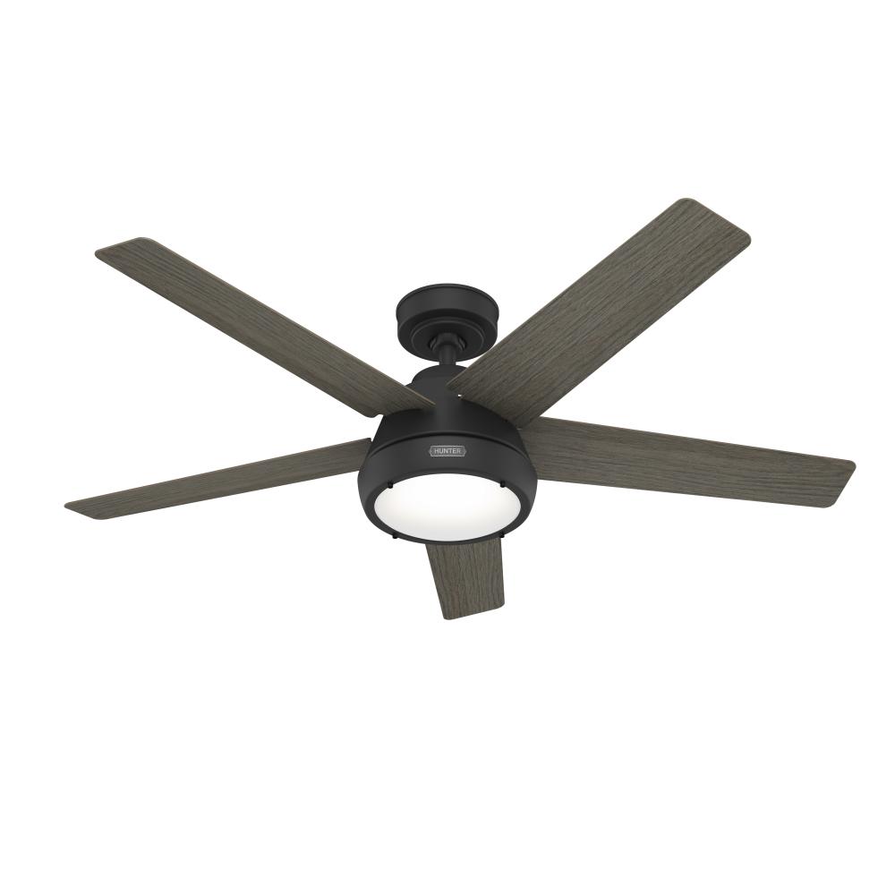 Hunter 52 inch Burroughs Matte Black Ceiling Fan with LED Light Kit and Handheld Remote