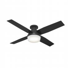 Hunter 52389 - Hunter 52 inch Dempsey Matte Black Low Profile Ceiling Fan with LED Light Kit and Handheld Remote