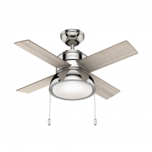 Hunter 59386 - Hunter 36 inch Loki Polished Nickel Ceiling Fan with LED Light Kit and Pull Chain